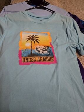 Under Armour Light Blue Palm Sunset Graphic Tee